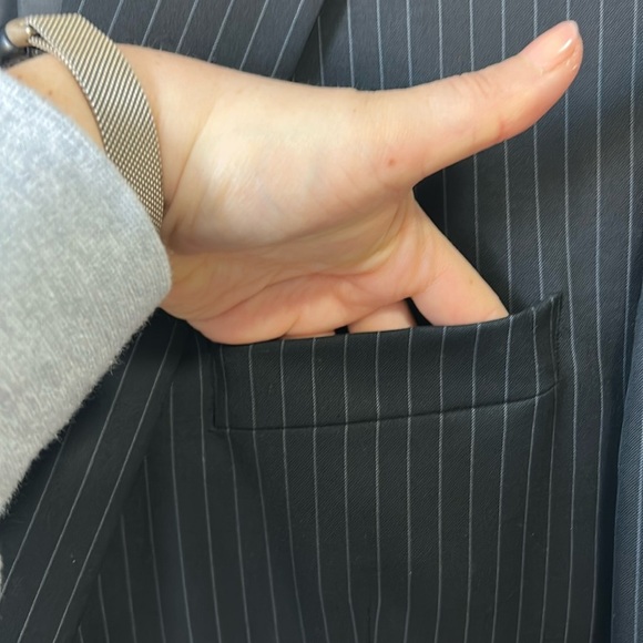 Ralph Lauren 100% wool Black Pinstripe Classic Fit Suit Jacket Blazer Sports 46L - Picture 6 of 11